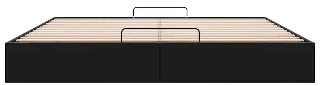 Ottomán ágykeret matrac nélkül fekete 180x200 cm műbőr