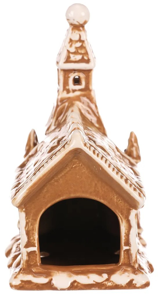 Gyertyatartó mézeskalács templom, kerámia, 16 cm