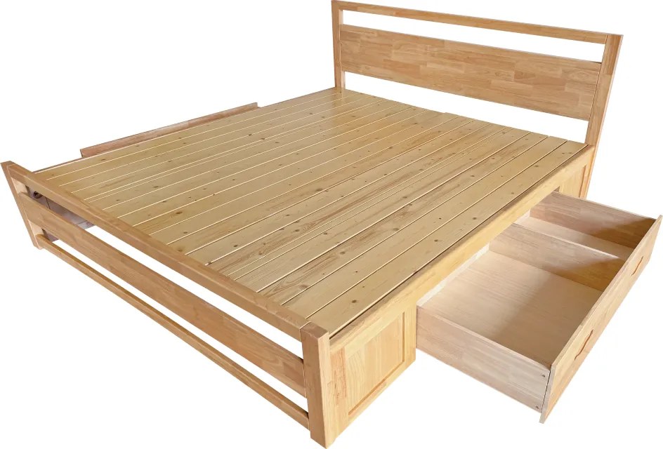 Franciaágy, 180x200, masszív fa, természetes, SHEILA