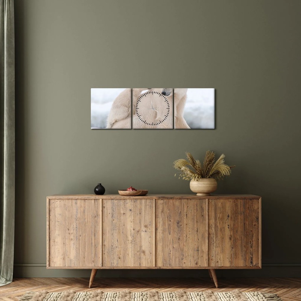 Kép - Jegesmedvék (órával) (90x30 cm)