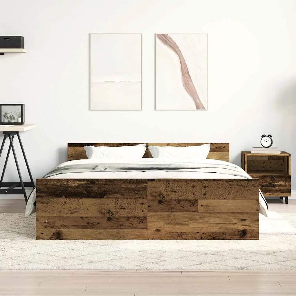 antik fa szerelt fa ágykeret matrac nélkül 120x200 cm