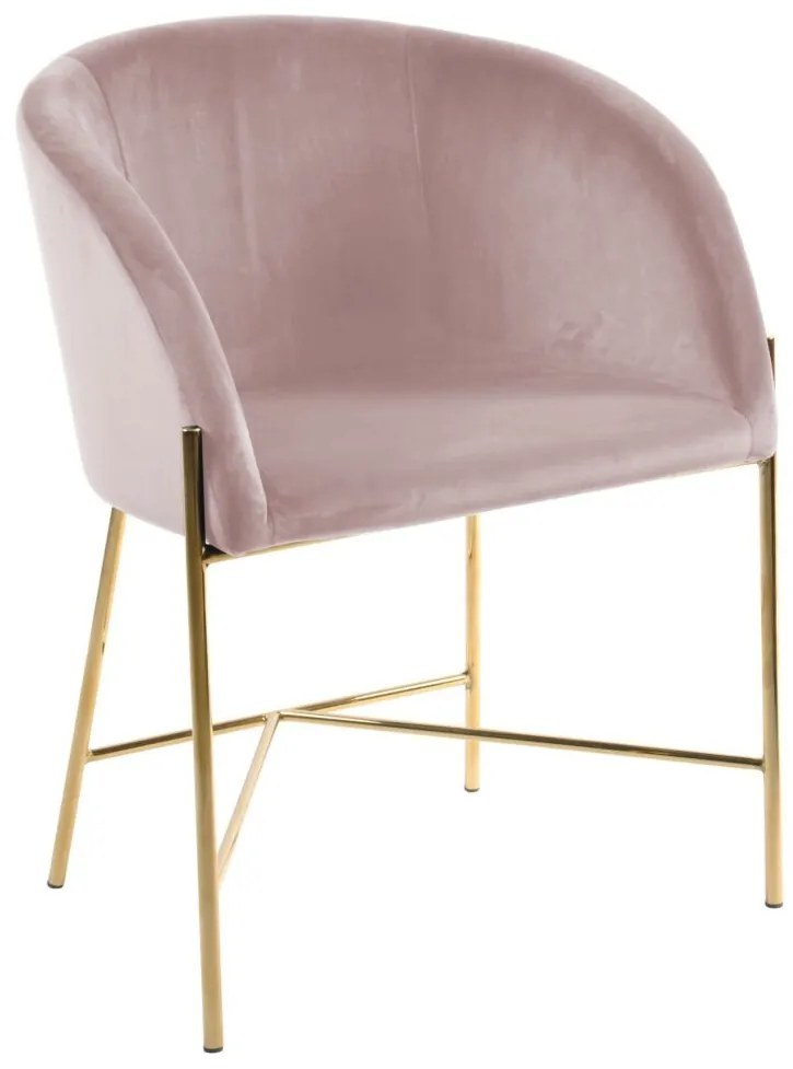 Nelson design karfás szék, rózsaszín bársony, aranyozott króm láb