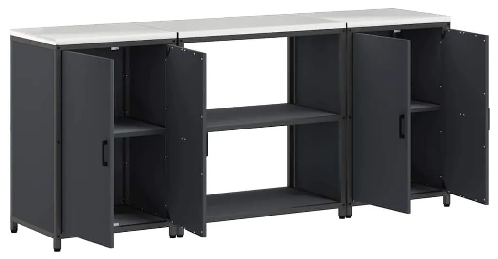 Konyhai Tároló Készlet 3 pcs Antracitszürke 210 x 50 x 92 cm