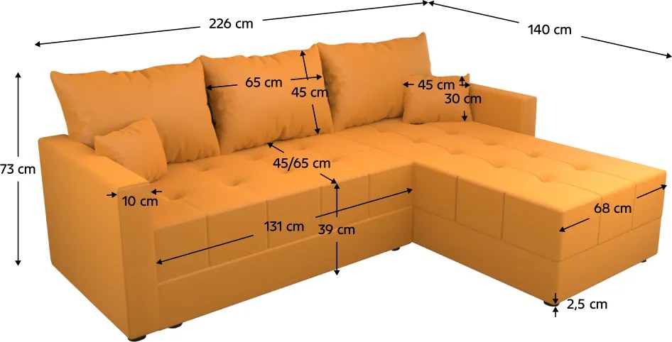 Univerzális ülőgarnitúra, mustársárga, DUAN ROH