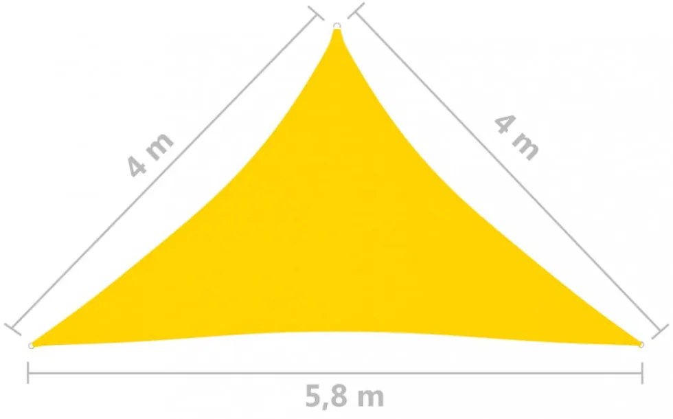 sárga háromszög alakú oxford-szövet napvitorla 4 x 4 x 5,8 m