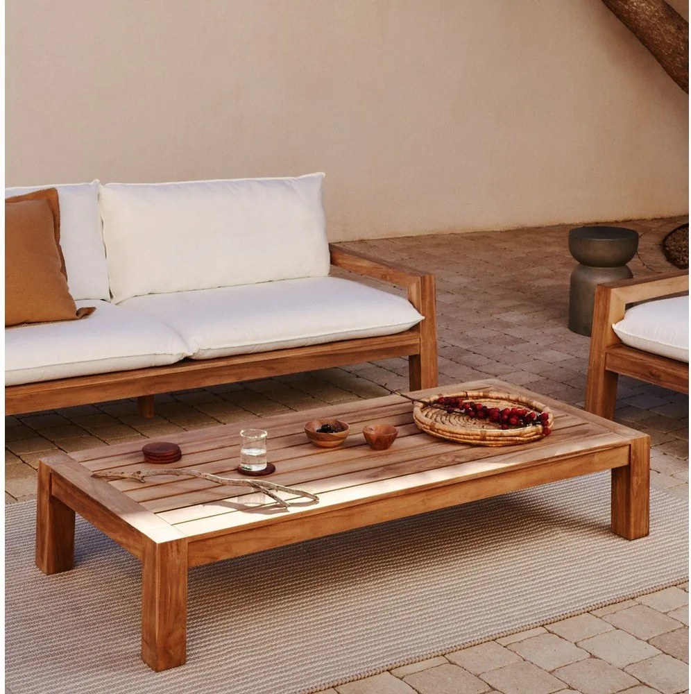 Natúr színű teakfa dohányzóasztal 76x153 cm Forcanera – Kave Home