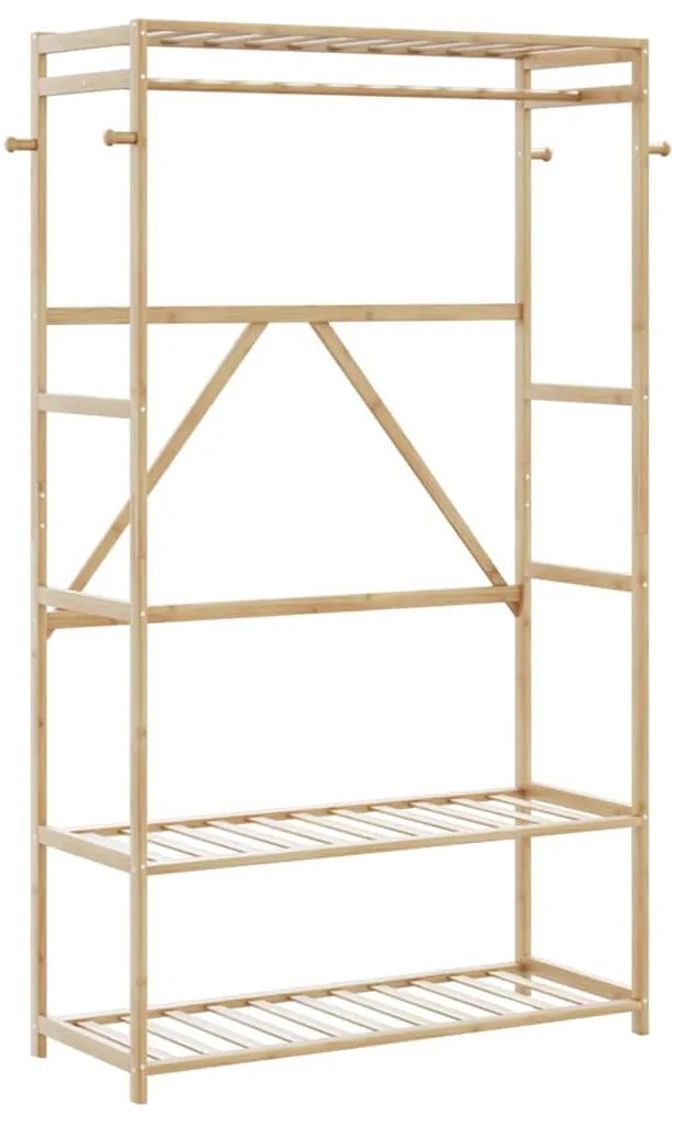 bambusz ruhaállvány polcokkal 110x40x175 cm