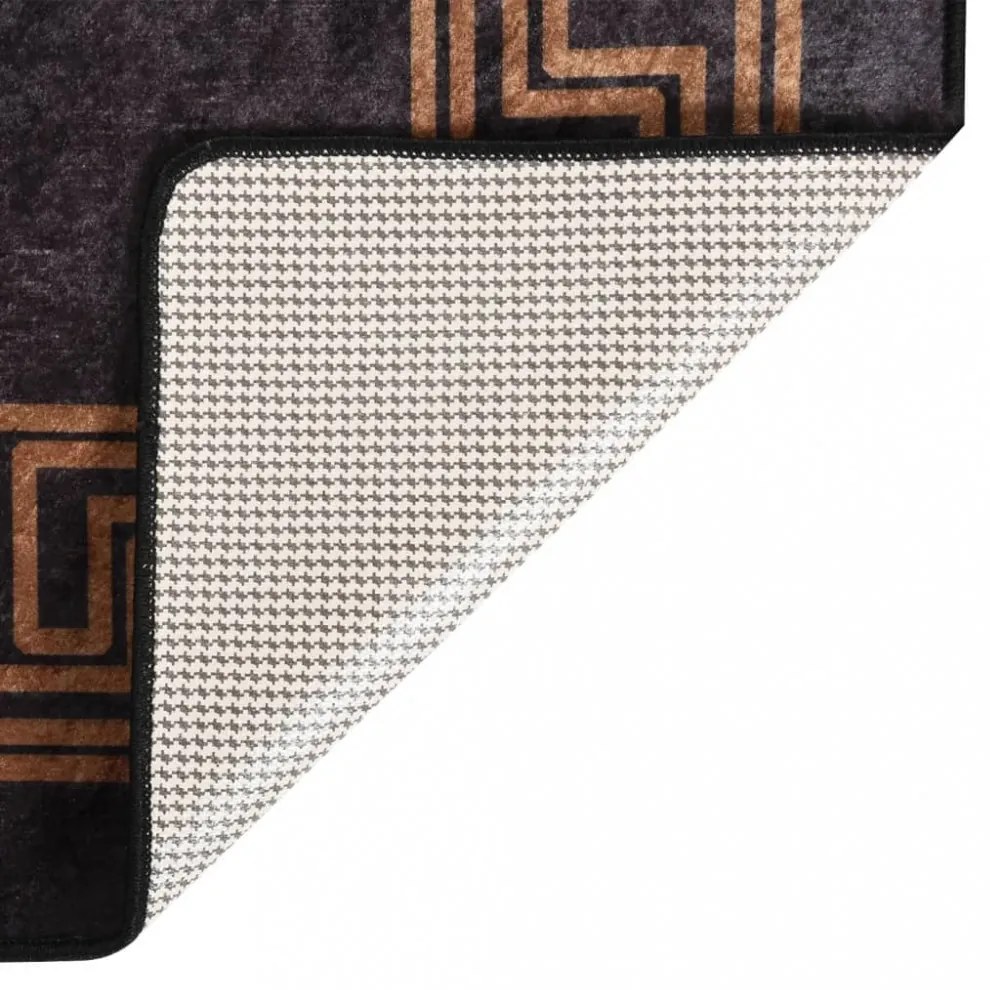 fekete és arany csúszásmentes mosható szőnyeg 80 x 300 cm