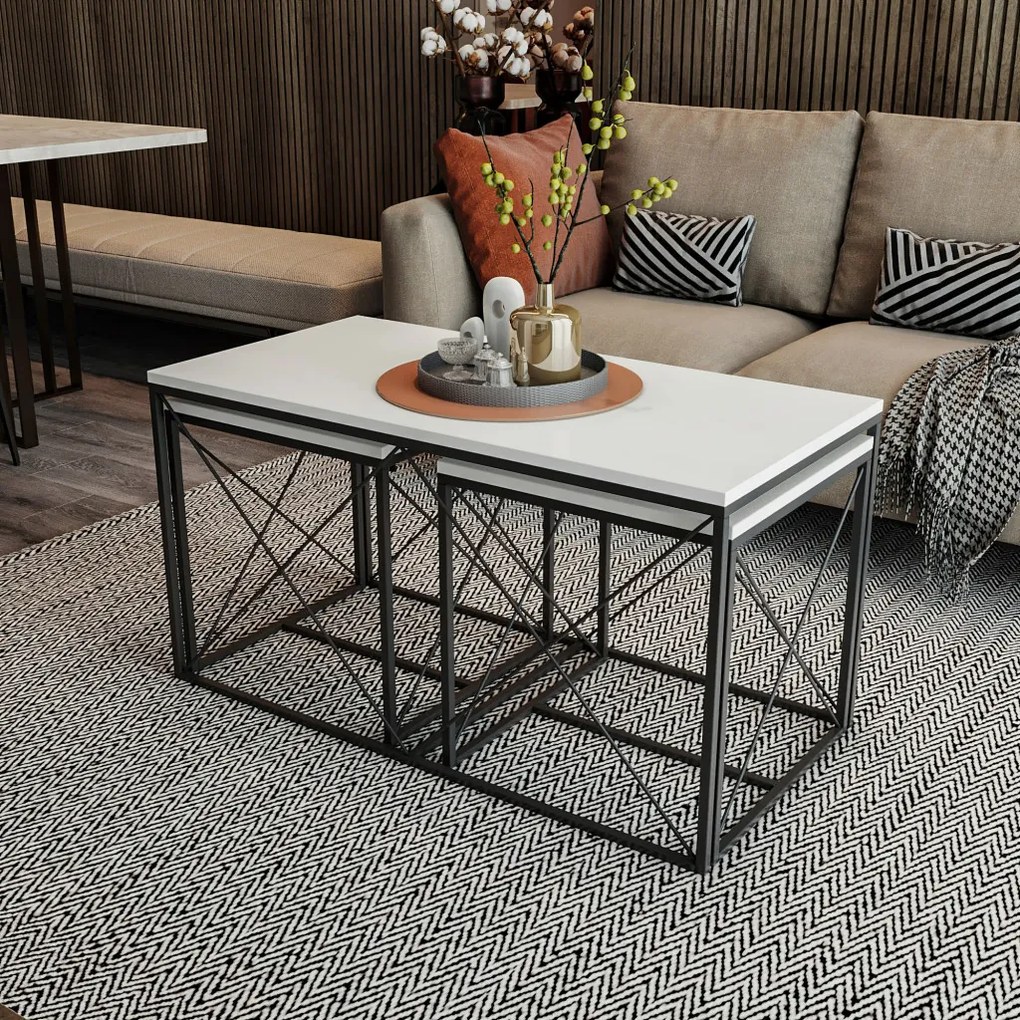 Defne dohányzóasztal, fehér, 100 cm