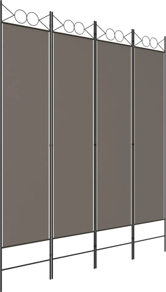 vidaXL 4 paneles antracitszürke szövet térelválasztó 160x220 cm