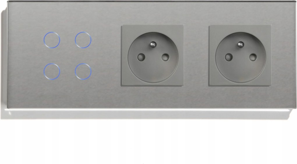 4K Négyes Érintőkapcsoló Két Aljzattal Üveg Érintkező Kapcsoló