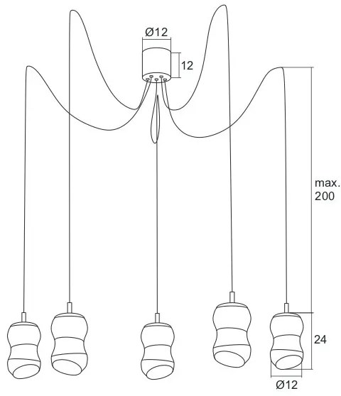 Argon 2073 - LED Csillár zsinóron GARDA 5xLED/5W/230V