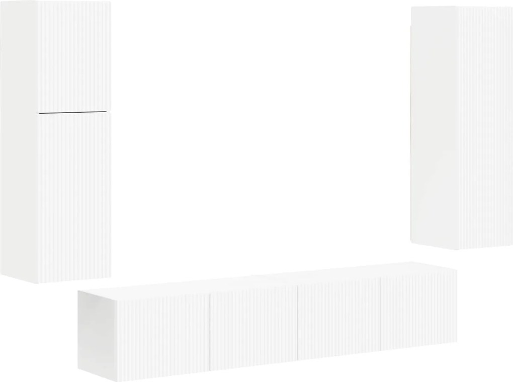 vidaXL TV szekrény garnitúra Falra szerelhető 4 pcs Fehér Faanyag