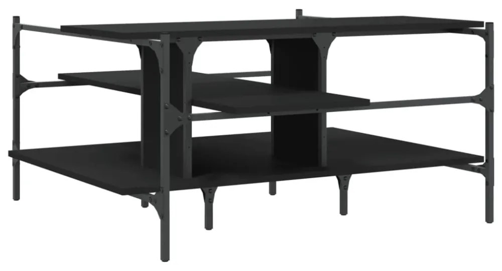 fekete szerelt fa dohányzóasztal 100 x 100 x 48,5 cm