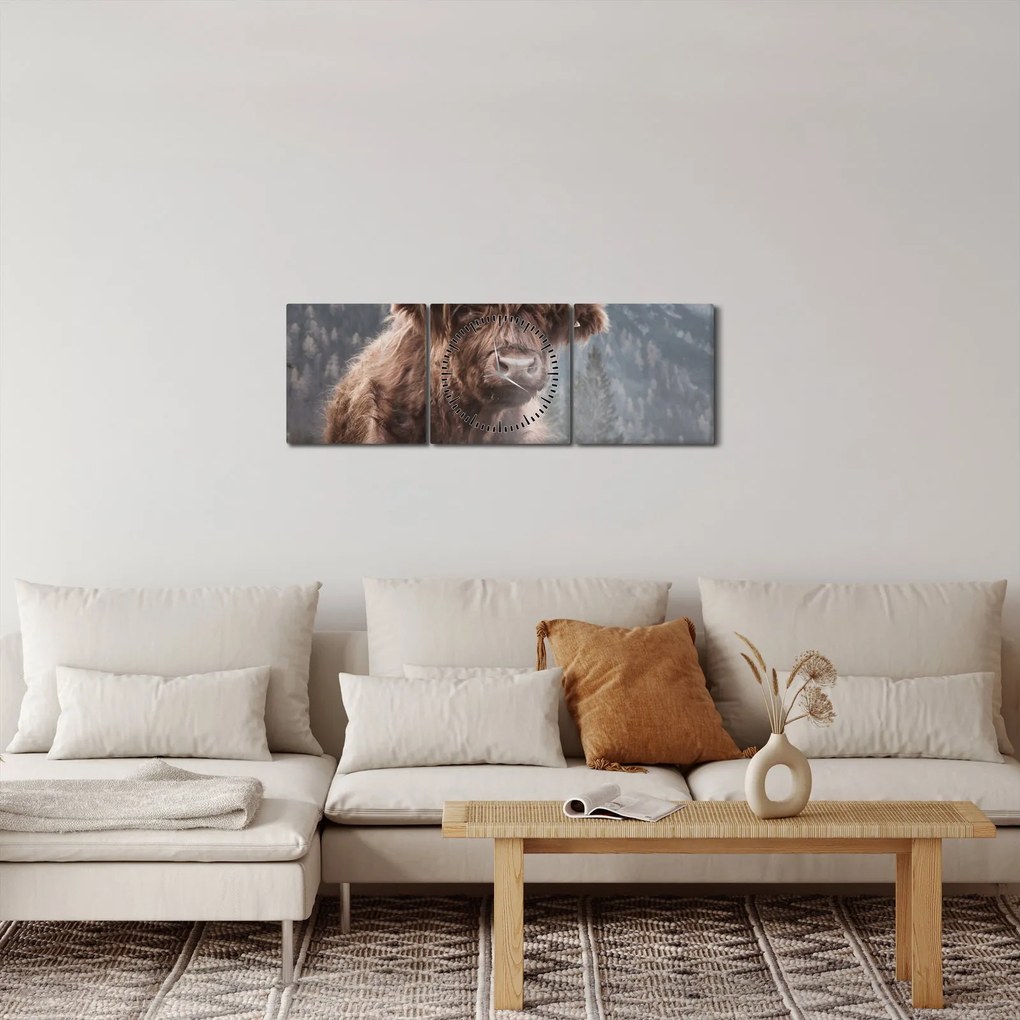 Kép - Highlander tehén (órával) (90x30 cm)