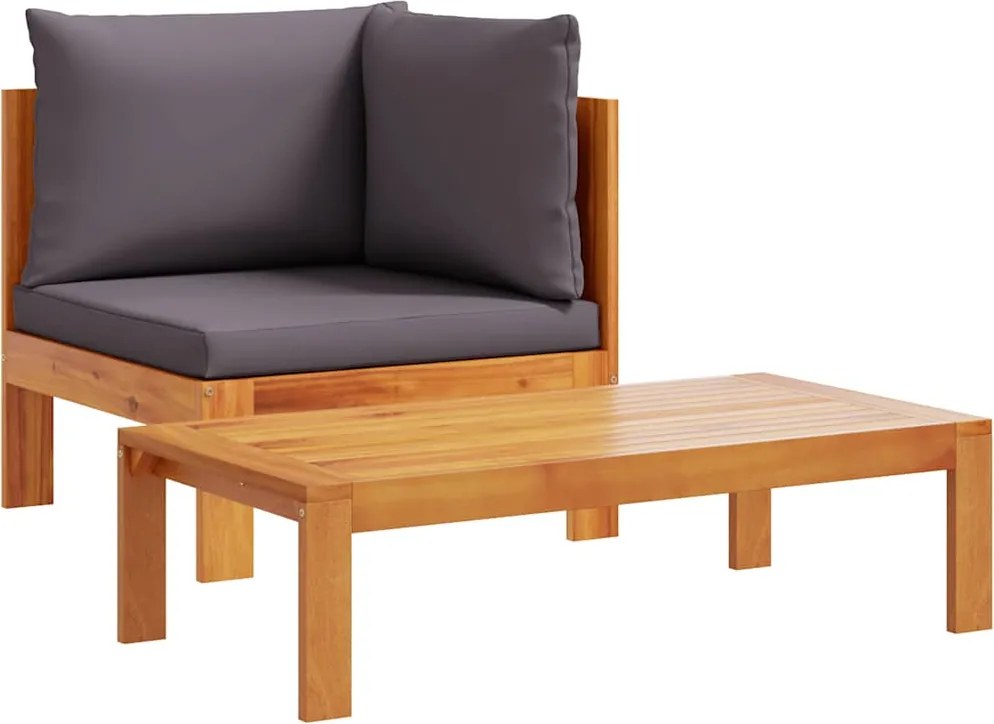 vidaXL 2 részes tömör akácfa kerti kanapégarnitúra párnákkal