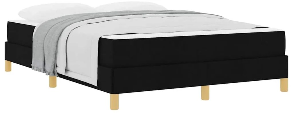 Boxrugós ágy Fekete és Barna 140 x 190 cm Textil és mérnöki fa