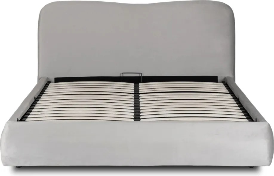 Łóżko 140x200 BRISTOL z Pojemnikiem Szare Welurowe