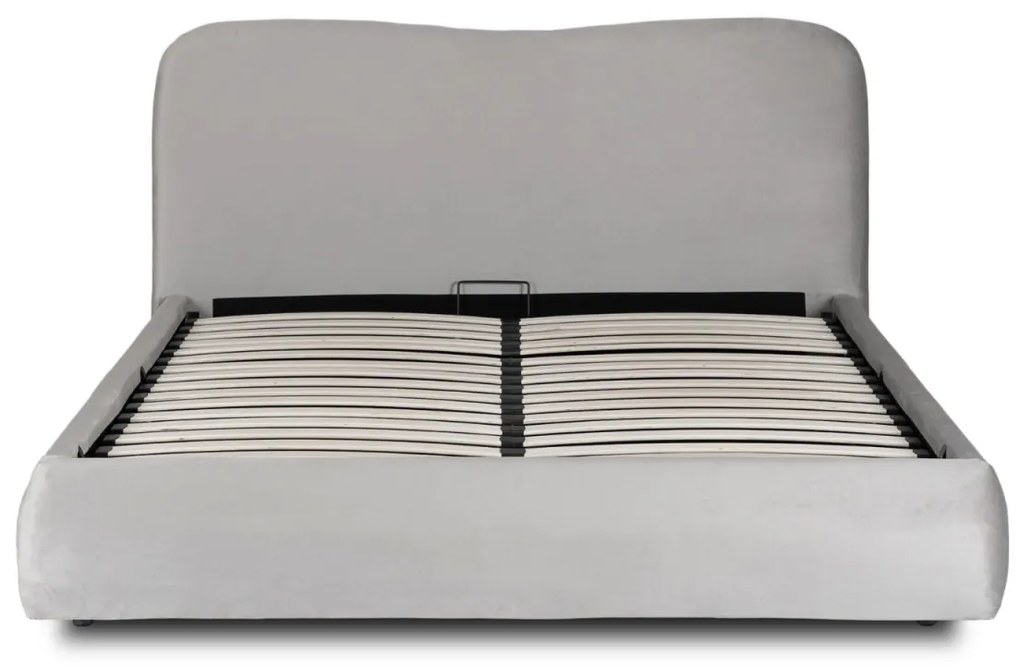 Szürke Bársony Kárpitozott Ágy, Ágyneműtartóval. 140x200 BRISTOL
