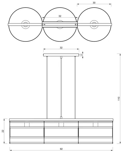Csillár zsinóron RIM 3xE27/60W/230V fekete/arany