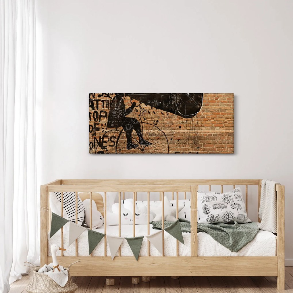 Kép - Férfi kerékpáron Banksy stílusában (120x50 cm)