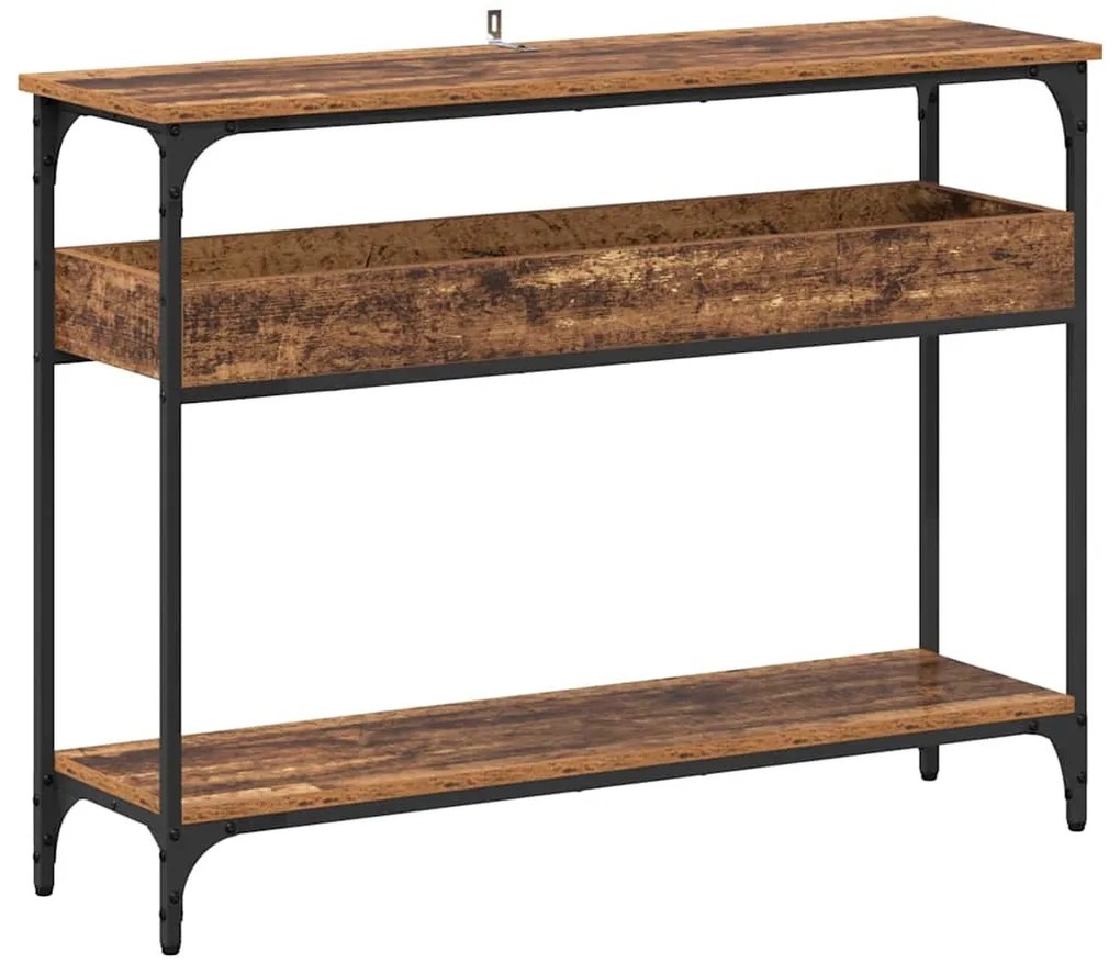 Konzolasztal polcokkal Régi fa 100 x 29 x 75 cm Faanyag