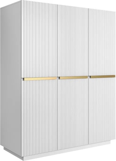 Nicole szekrény, 150 cm - Matt fehér / arany fogantyúkkal