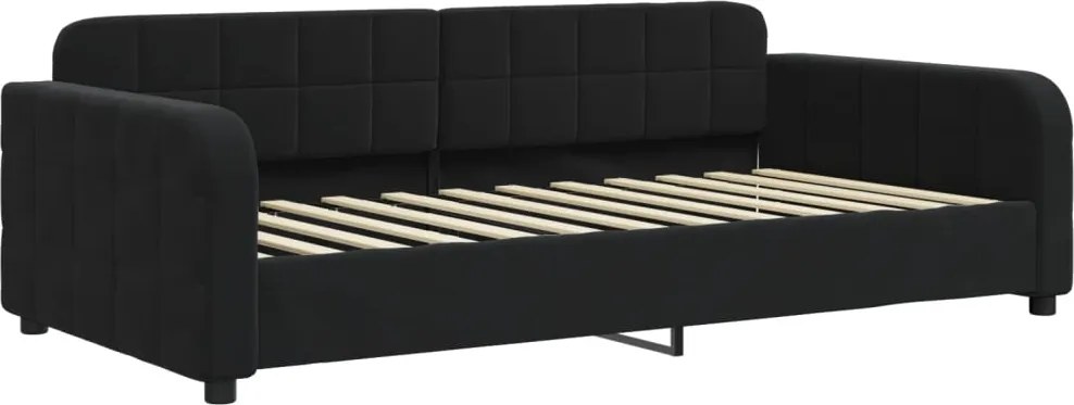 vidaXL fekete bársony kanapéágy 90 x 200 cm