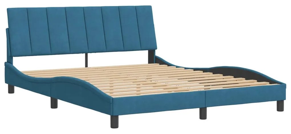 kék bársony ágykeret matrac nélkül Hanko 160 x 200 cm