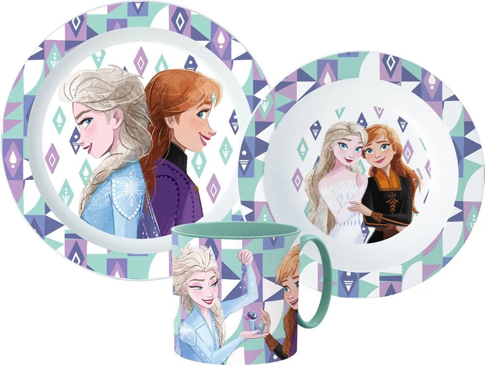 Disney Jégvarázs Ice Magic étkészlet, micro műanyag szett bögrével 265 ml