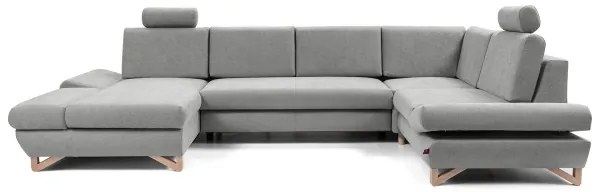 AVESTA kihúzható, U-alakú kárpitozott sarokülőgarnitúra tárolóval, szürke