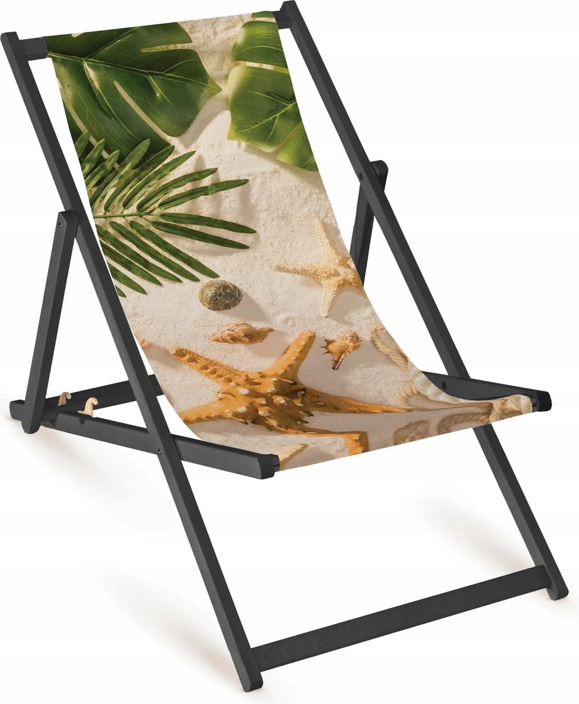 Tengerparti Napozóágy Nyomott Mintával Fa Napozóágy Összecsukható Erős Tó Tenger