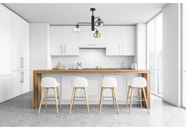 Csillár rúdon FLEX 3xE27/60W/230V fekete/füstös fekete/füstös bézs/átlátszó