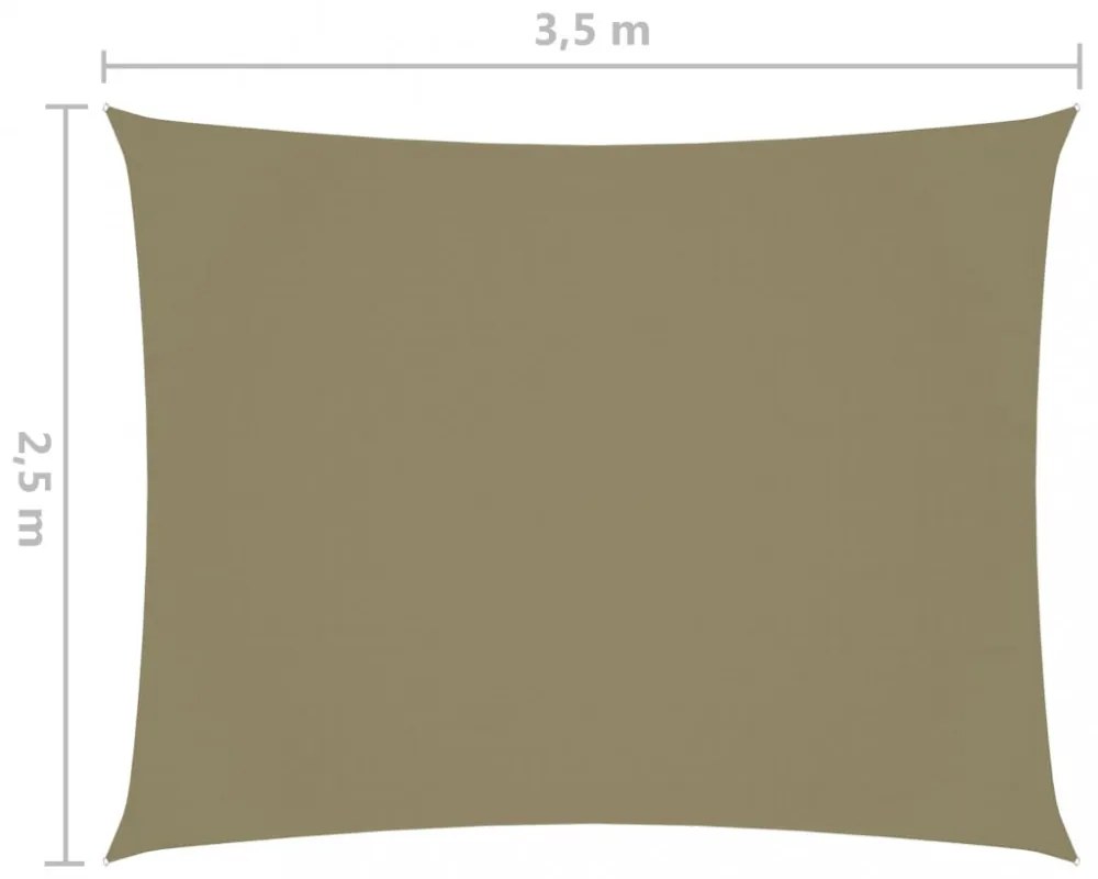 bézs téglalap alakú oxford-szövet napvitorla 2,5 x 3,5 m