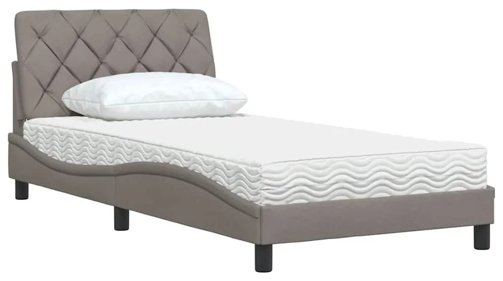 tópszínű szövet ágy matraccal 100x200 cm