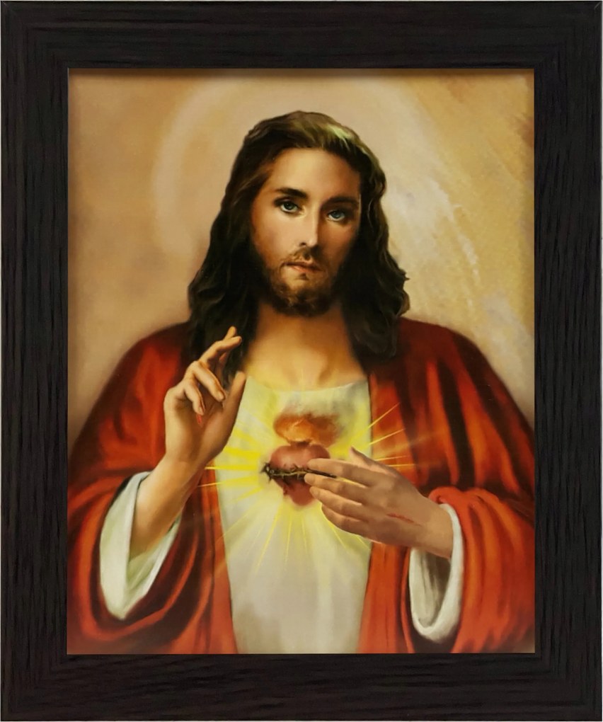 Vászonkép 30x25 Jézus Krisztus Jézus Szíve Keret Wenge