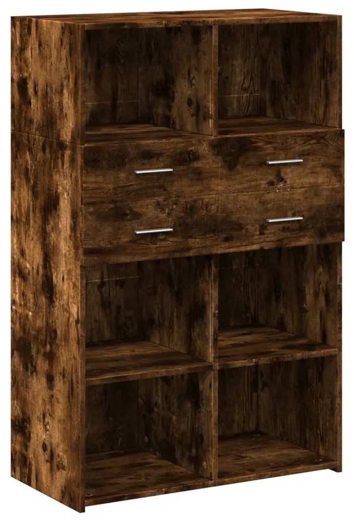 füstös tölgy színű szerelt fa magasszekrény 80 x 42,5 x 124 cm