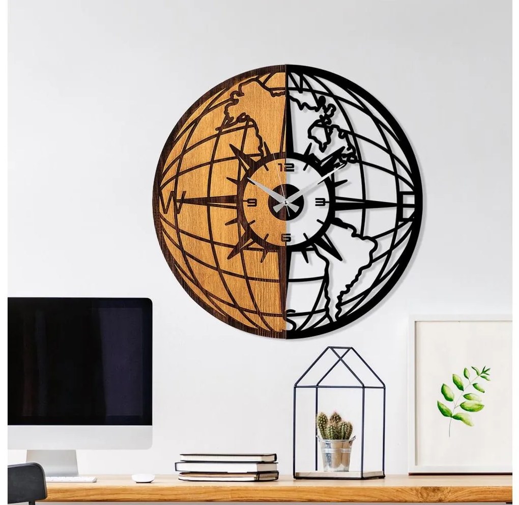 Fali óra 56 cm átmérő, 1xAA, fa/fém kivitel