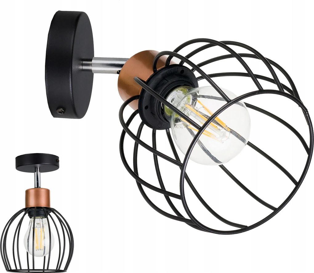 Fali Lámpa állítható loft Gömb Drót 1