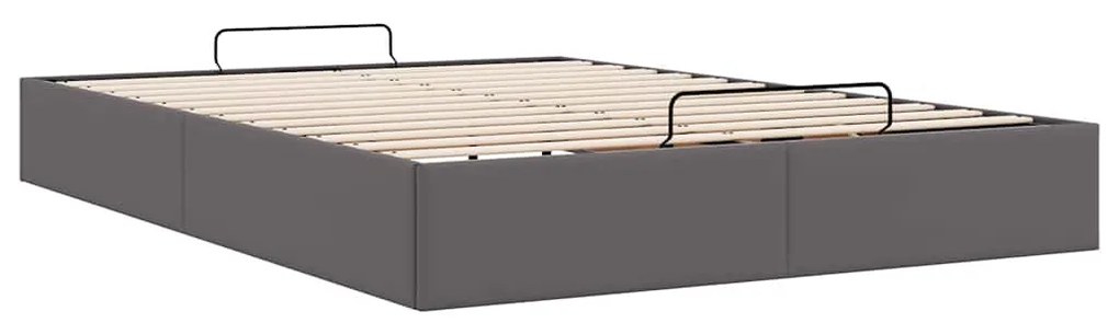 Ottomán ágykeret matrac nélkül szürke 140x190 cm műbőr
