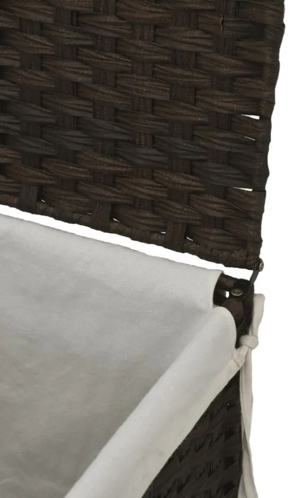 sötétbarna polyrattan szennyeskosár fedéllel 46x33x60 cm