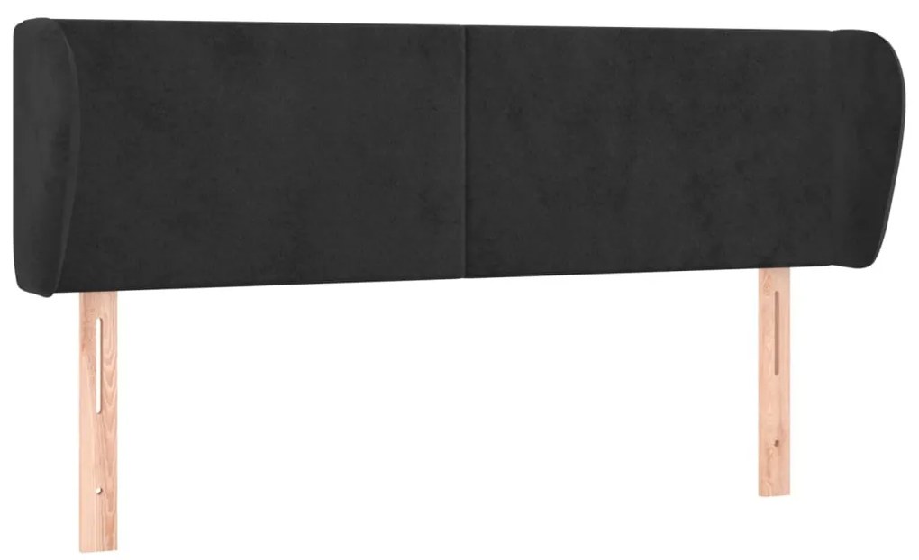 fekete bársony fejtámla szárnyakkal 147x23x78/88 cm