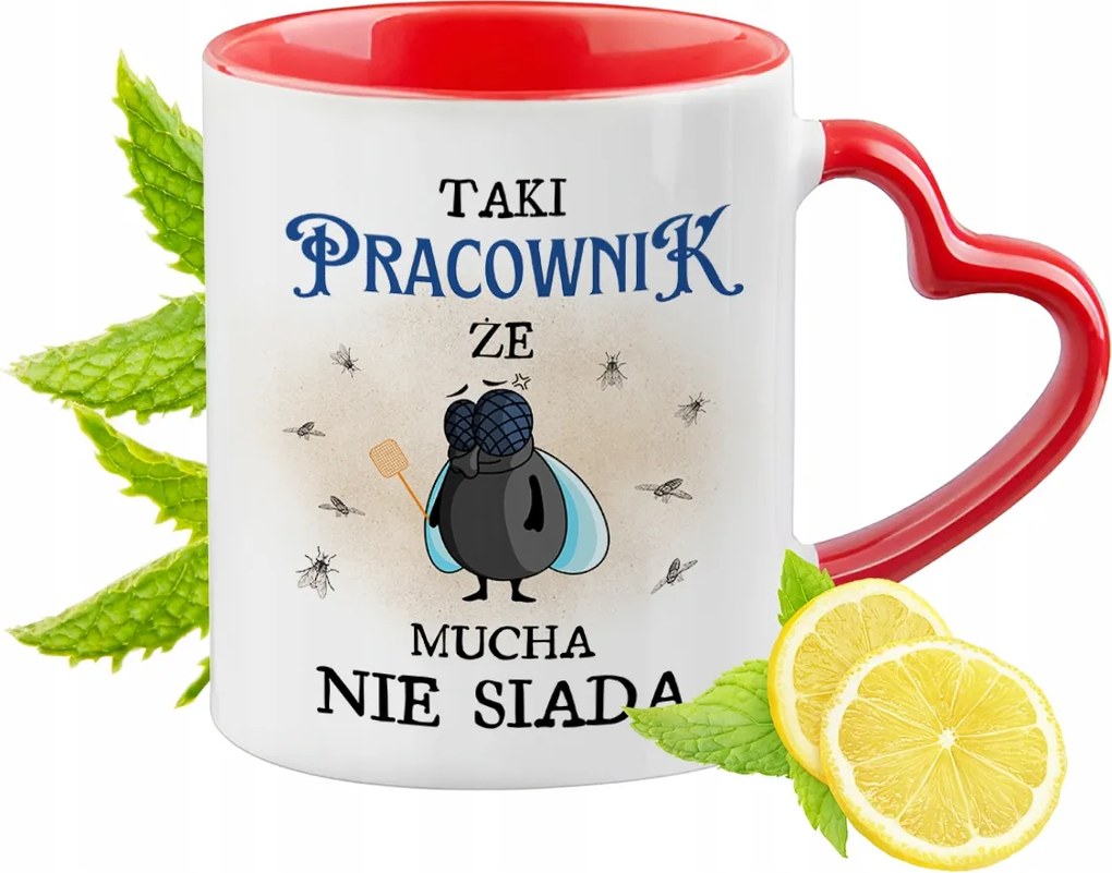 Munkavállalói bögre Piros, szív alakú füllel Ajándék