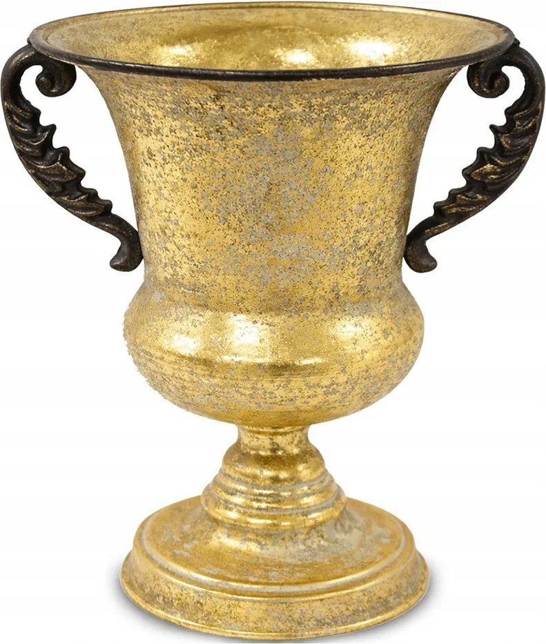 Virágtartó Fém Fedél Arany 25x20cm Retro Kehely Fogantyúkkal