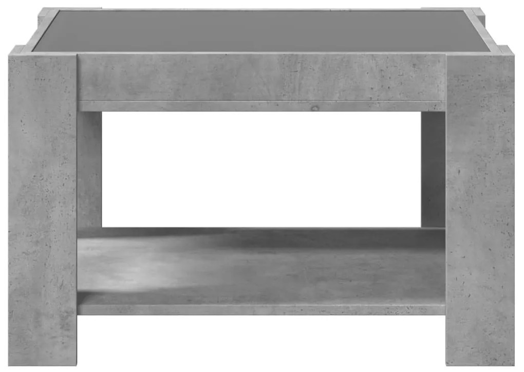betonszürke szerelt fa dohányzóasztal LED-del 73 x 53 x 45 cm
