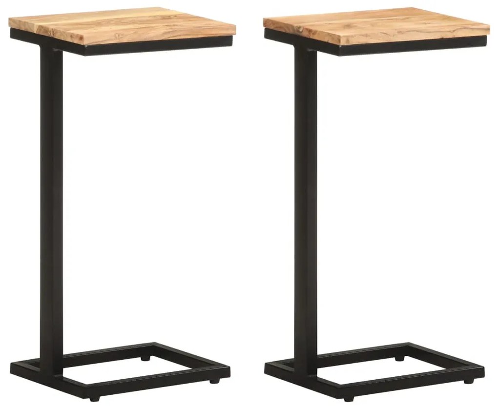 2 db tömör akácfa kisasztal 31,5 x 24,5 x 64,5 cm