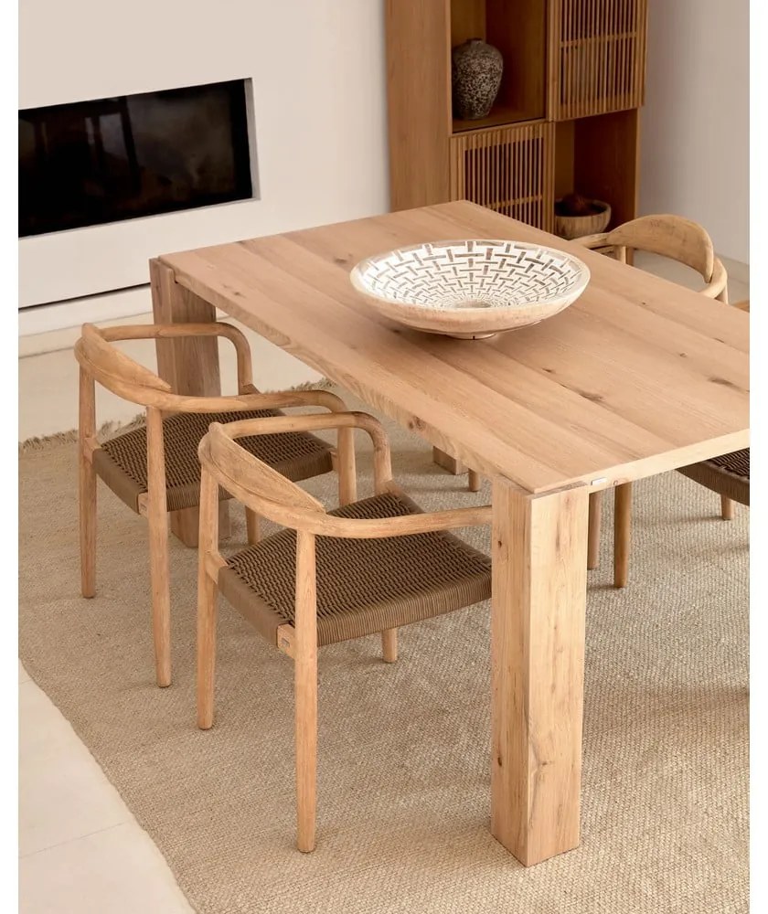 Étkezőasztal tölgyfa dekorral 100x200 cm Deyanira – Kave Home