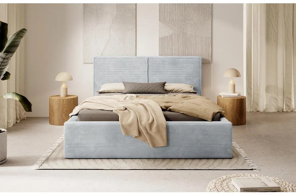 Franciaágy 140 cm Fatime (ágyráccsal) (tárolóhellyel) (világosszürke + fekete). Akció -15%. 1099182
