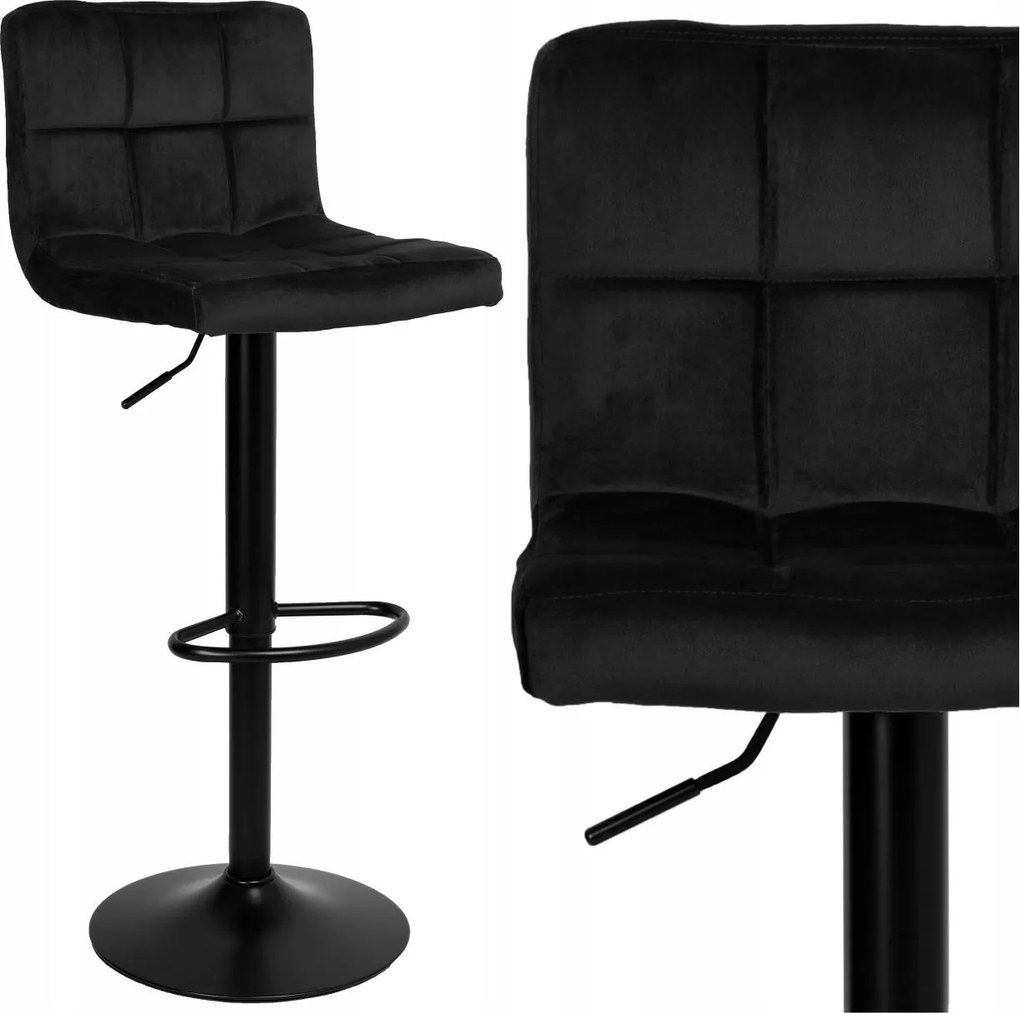 Hoker Bárszék Forgó Konyha Nappali Állítható Fekete Steppelt