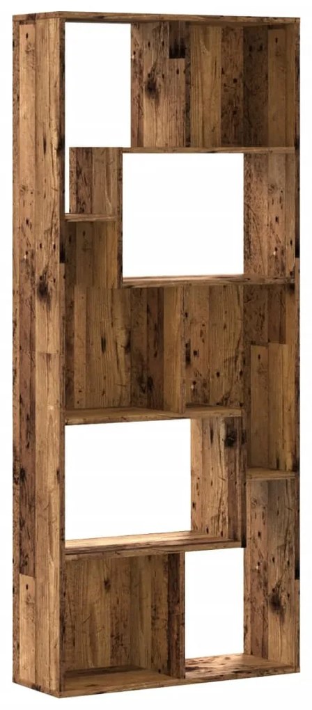 antik fa színű szerelt fa könyvespolc 67 x 24 x 161 cm
